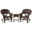 Jeco 3pc Resin Wicker Outdoor Patio Rocker Chair Set in Black