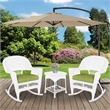 Jeco 3pc Wicker Rocker Chair Set in Black with Green Cushion