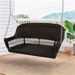 Jeco Resin Wicker Traditional Hanging Porch Swing in Black