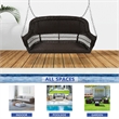 Jeco Resin Wicker Traditional Hanging Porch Swing in Black