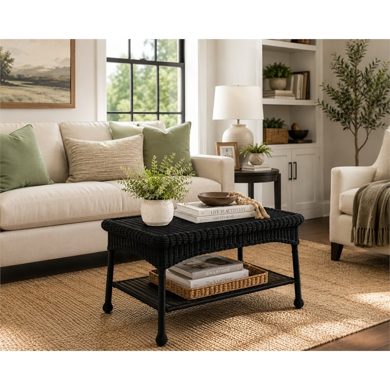 Black Resin Wicker Patio Furniture Coffee Table