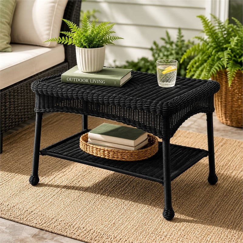 Black Resin Wicker Patio Furniture Coffee Table