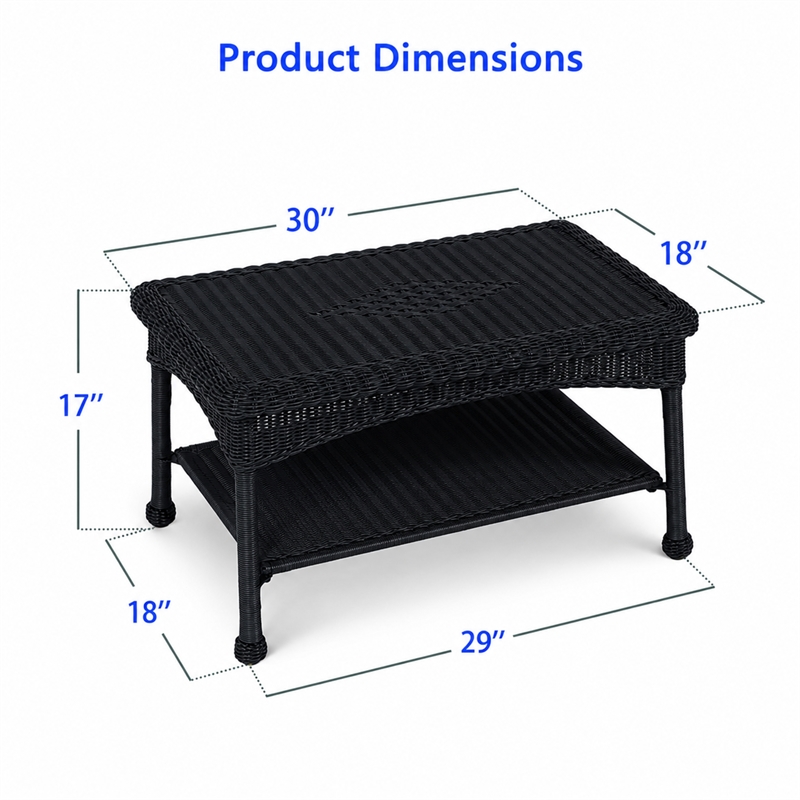 Black Resin Wicker Patio Furniture Coffee Table