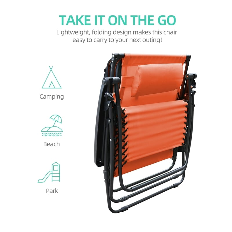 Jeco Oversized Zero Gravity Chair with Sunshade in Orange