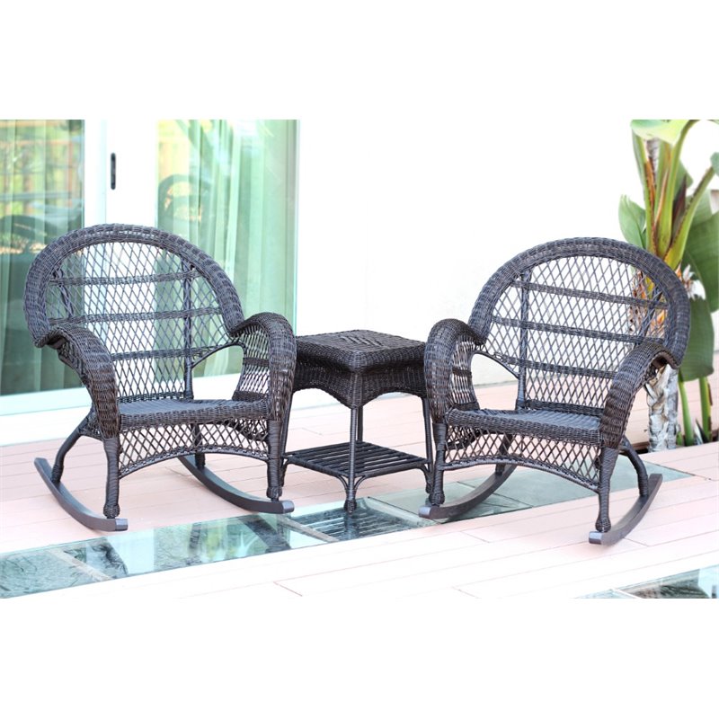 Jeco 3 Piece Wicker Conversation Set in Espresso