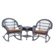 Jeco 3 Piece Wicker Conversation Set in Espresso with Brown Cushions