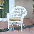 Jeco 3 Piece Wicker Conversation Set in White with Tan Cushions