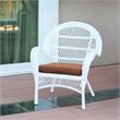 Jeco 3 Piece Wicker Conversation Set in White with Brown Cushions