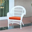 Jeco 3 Piece Wicker Conversation Set in White with Orange Cushions