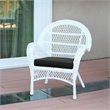 Jeco 3 Piece Wicker Conversation Set in White with Black Cushions