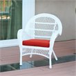 Jeco 3 Piece Wicker Conversation Set in White with Red Cushions