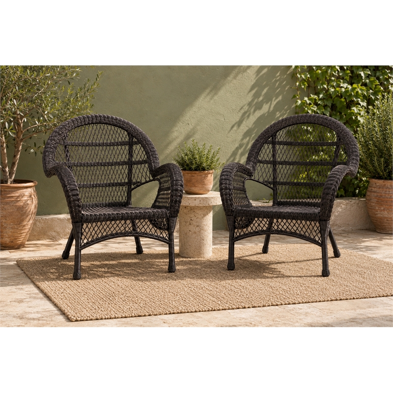 Santa Maria Espresso  Resin Wicker Chair - Set of 2
