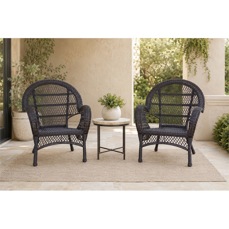 Santa Maria Espresso  Resin Wicker Chair - Set of 2