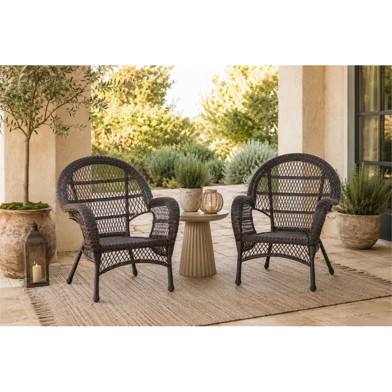 Santa Maria Espresso  Resin Wicker Chair - Set of 2