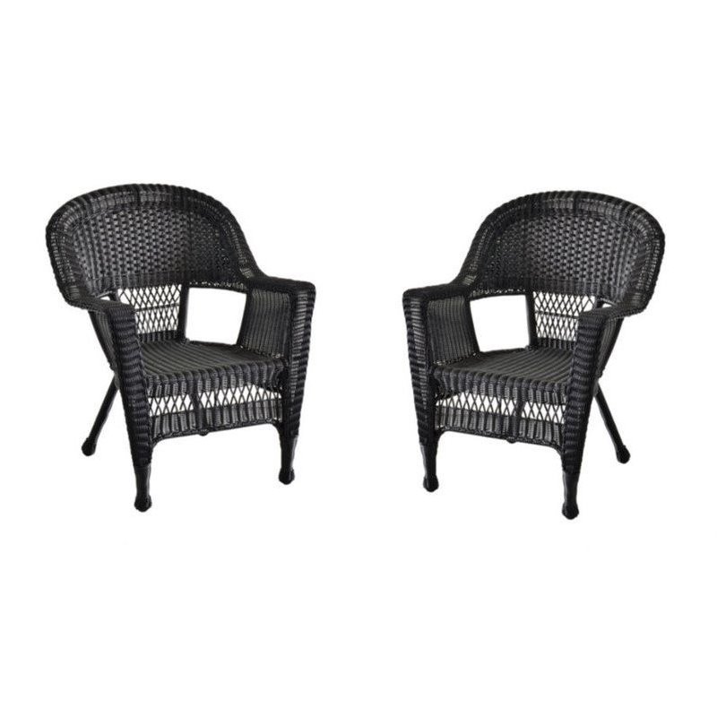 Jeco Resin Wicker Patio Chair in Espresso (Set of 2)