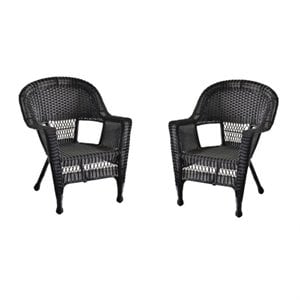Jeco Resin Wicker Patio Chair in Espresso (Set of 2)