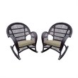 Jeco Resin Wicker Patio Rocker Chair in Espresso with Tan Cushion (Set of 4)