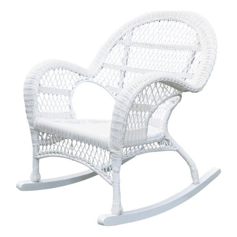 Jeco Rocker Wicker Chair in White