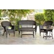 Jeco 5 Piece Wicker Patio Conversation Set in Espresso