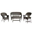 Jeco 5 Piece Wicker Patio Conversation Set in Espresso
