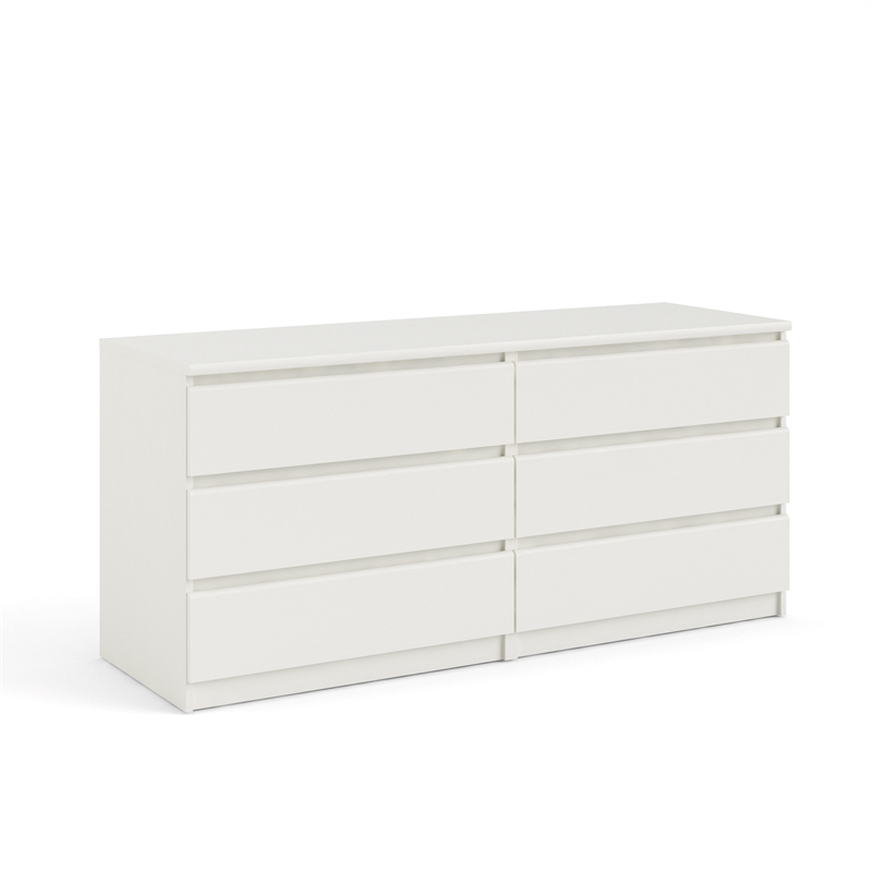 Tvilum Scottsdale 6 Drawer Double Dresser in White Wood Grain