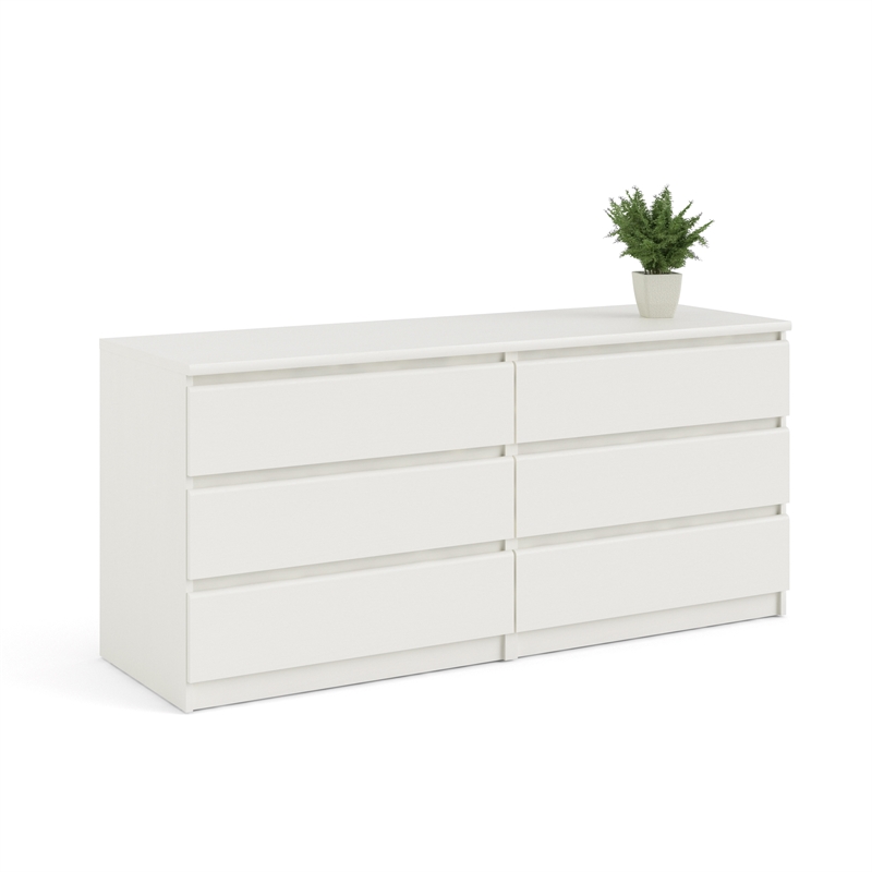 Tvilum Scottsdale 6 Drawer Double Dresser in White Wood Grain