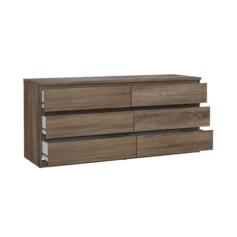 Tvilum Scottsdale Contemporary Wood Mahogany 6 Drawer Double Dresser