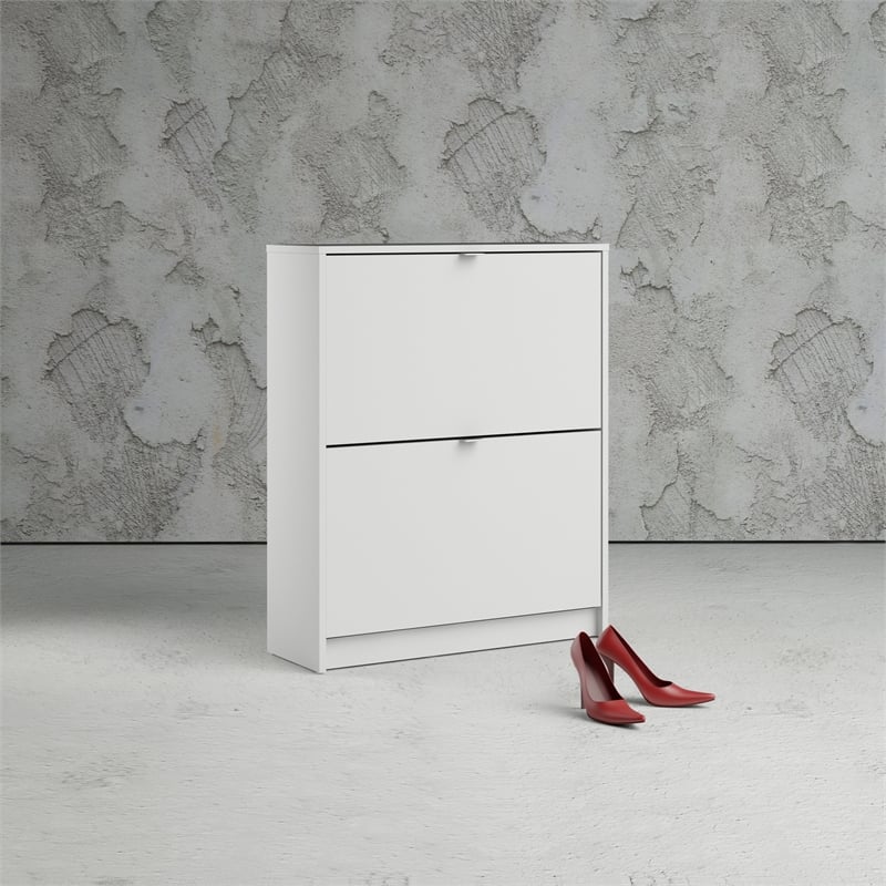 Tvilum Bright 2 Drawer Engineered Wood Shoe Cabinet in White