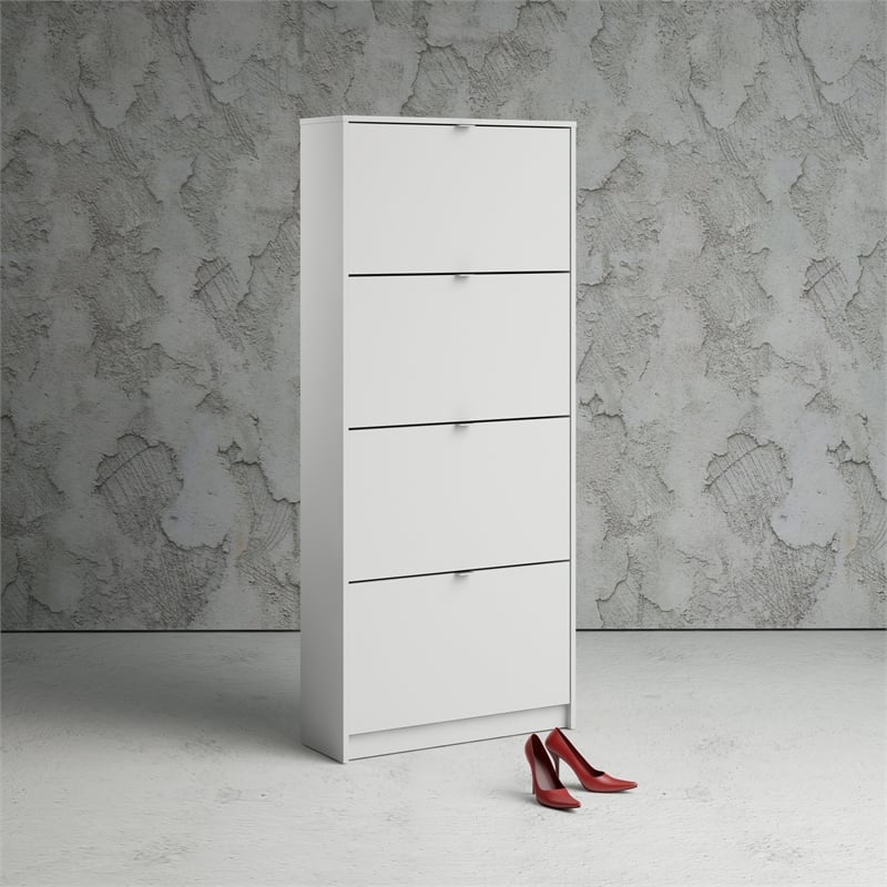 Tvilum Bright 4 Drawer Shoe Cabinet in White