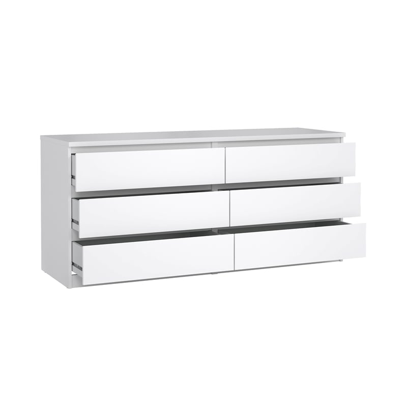 Tvilum Scottsdale Engineered Wood 6 Drawer Double Dresser in White High Gloss