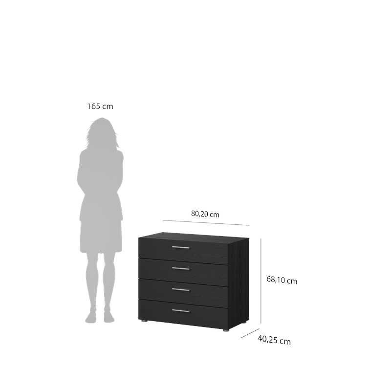 Tvilum Austin 4 Drawer Chest in Black Woodgrain
