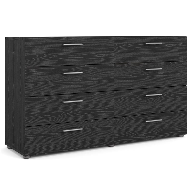 Tvilum Austin 8 Drawer Double Dresser in Black Woodgrain