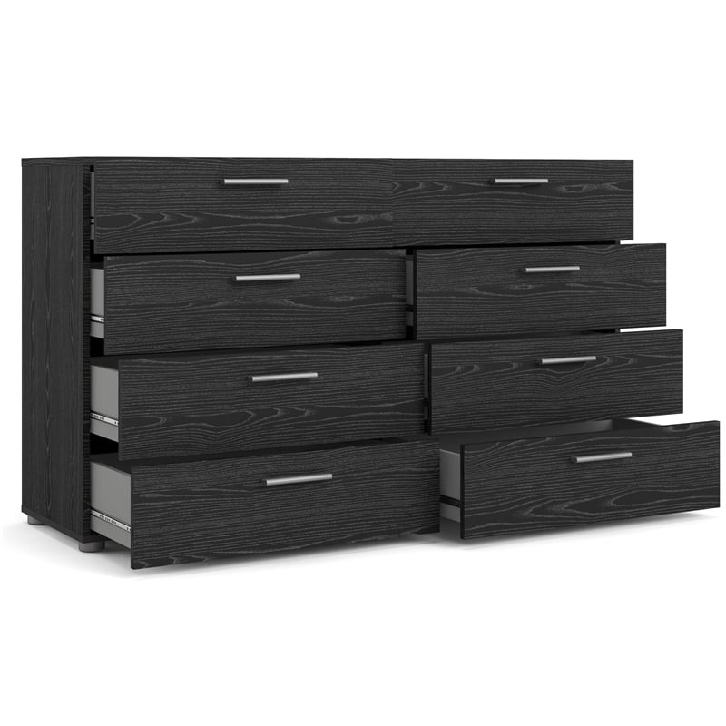 Tvilum Austin 8 Drawer Double Dresser in Black Woodgrain