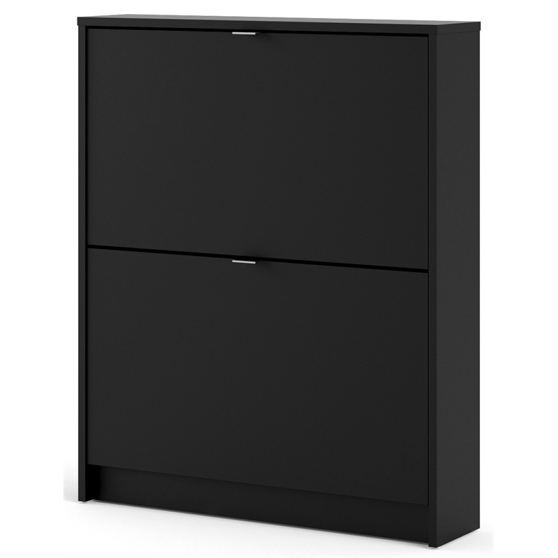 Tvilum Bright 2 Drawer Shoe Cabinet in Black Matte with 1 Layer