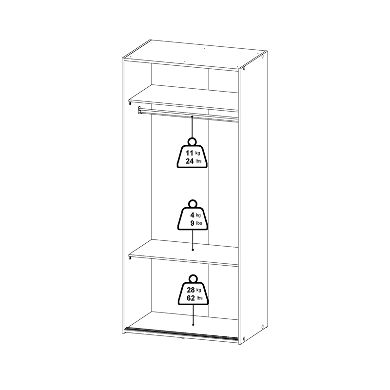 Tvilum Space Wardrobe with 2 Sliding Doors in White