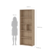 Tvilum Sign Adjustable 6 Shelf Bookcase Open Storage Bookshelf in Hickory