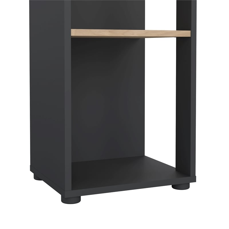 Tvilum Sign Tall Open Storage 5 Shelf Bookcase in Matte Grey and Jackson Hickory