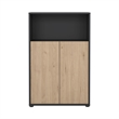 Tvilum Sign 3 Shelf Bookcase with Doors and Adjustable Storage in Matte Grey and Hickory