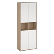 Tvilum Sign 6 Shelf Storage Cabinet with Concealed Storage in White and Hickory
