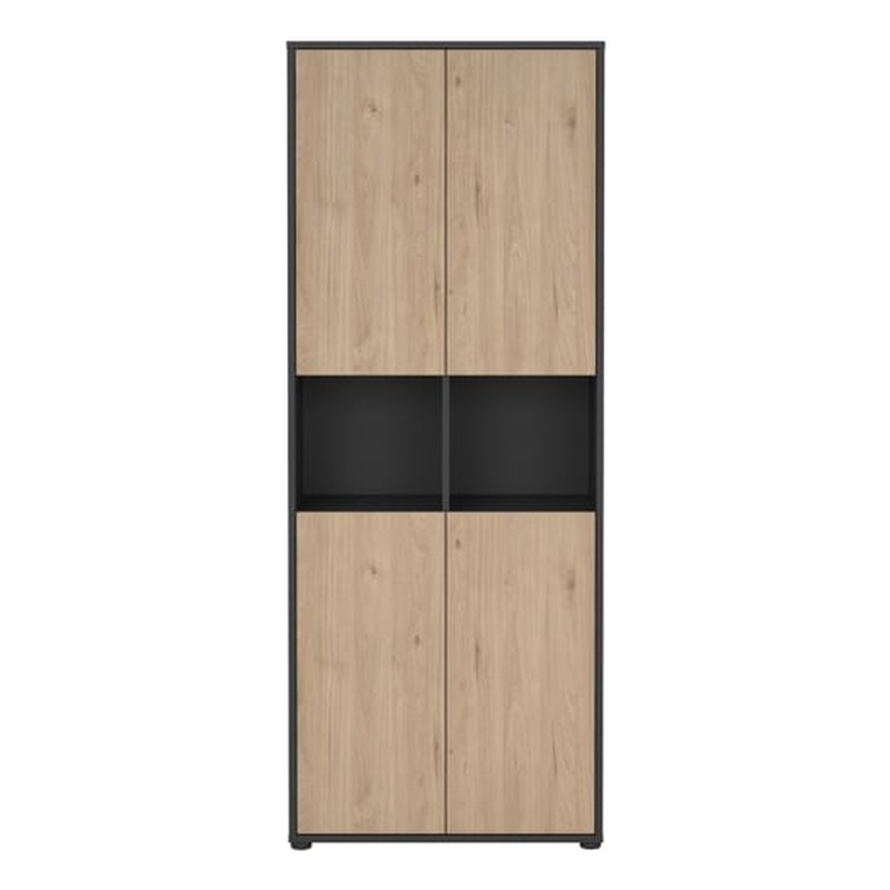 Tvilum Sign 6 Shelf Engineered Wood Storage Cabinet in Matte Grey and Oak