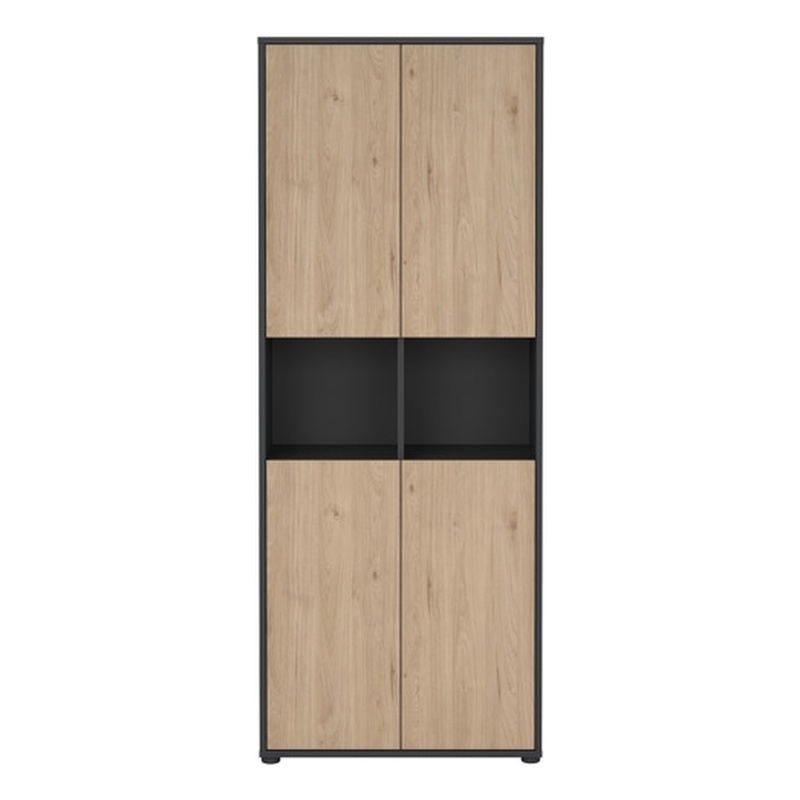 Tvilum Sign 6 Shelf Engineered Wood Storage Cabinet in Matte Grey and Oak