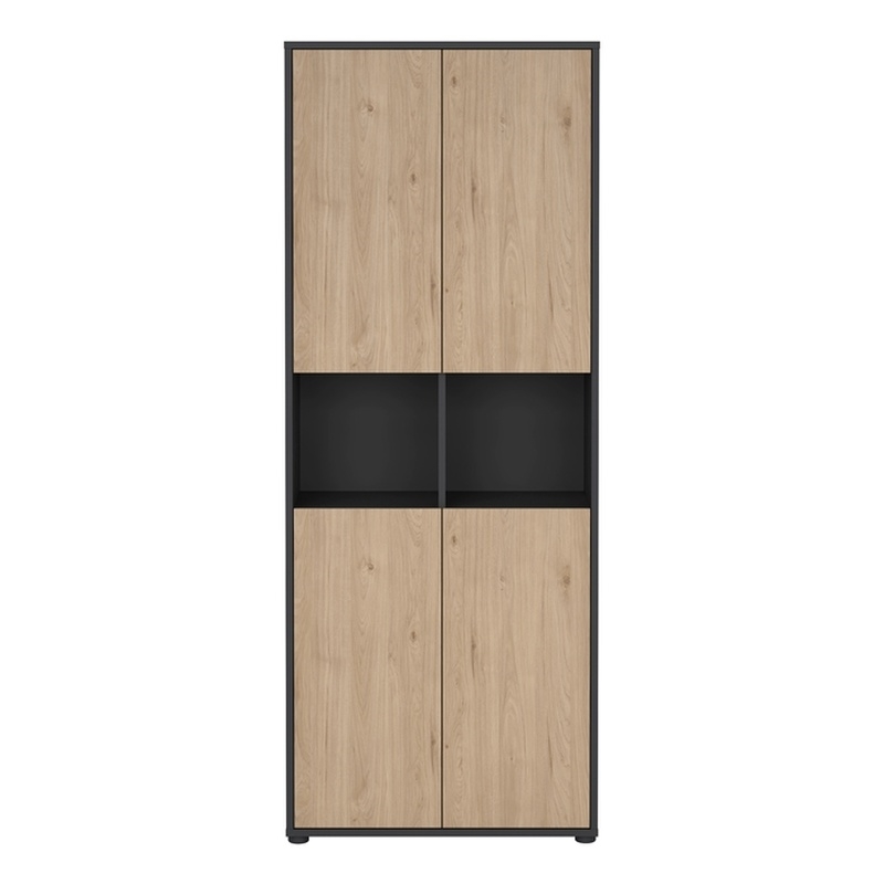 Tvilum Sign 6 Shelf Engineered Wood Storage Cabinet in Matte Grey and Oak