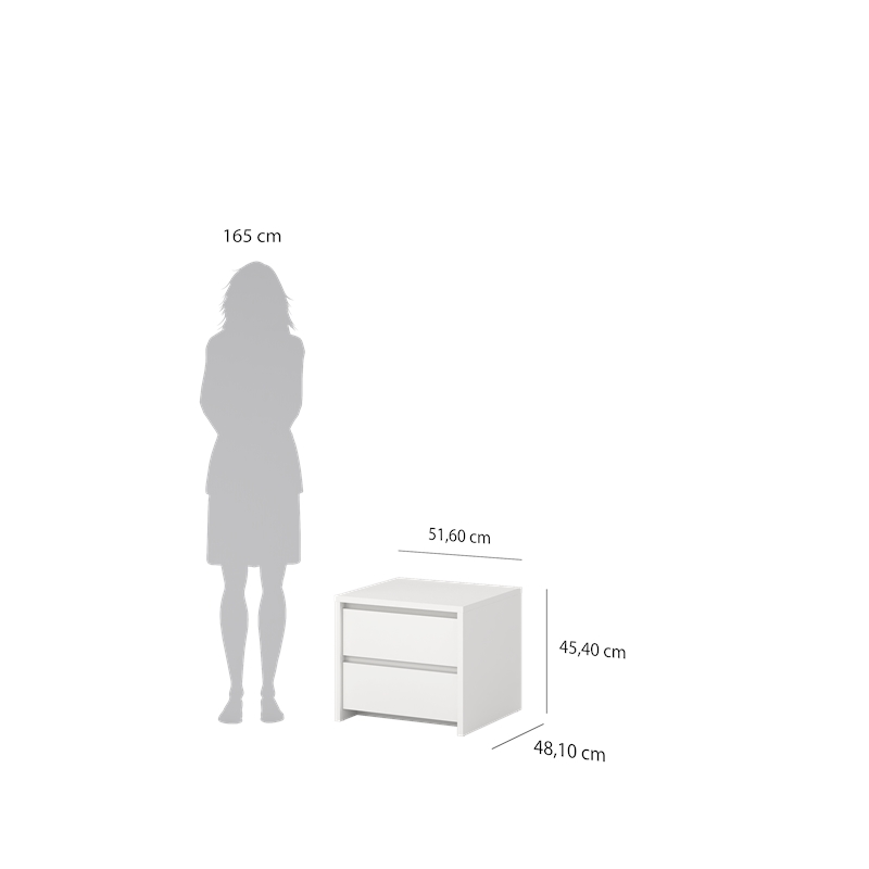 Tvilum Next 2-Drawer Bedroom Nightstand End Table in White