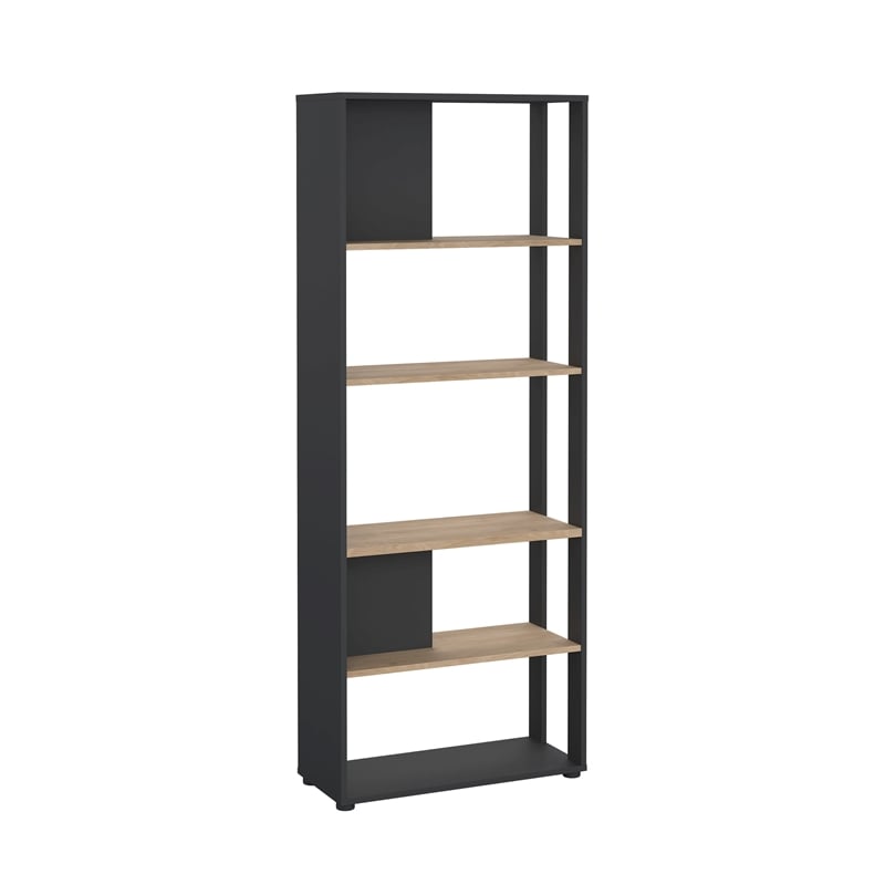 Tvilum Sign Tall Matte Grey/Jackson Hickory 5 Shelf Bookcase Room Divider
