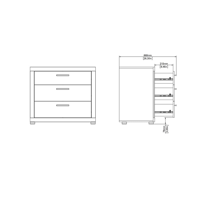 Tvilum Mira 3 Drawer Chest Jackson Hickory