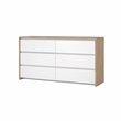 Tvilum Next Jackson Hickory/White High Gloss  6 Drawer Double Dresser