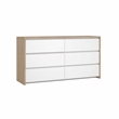 Tvilum Next Jackson Hickory/White High Gloss  6 Drawer Double Dresser