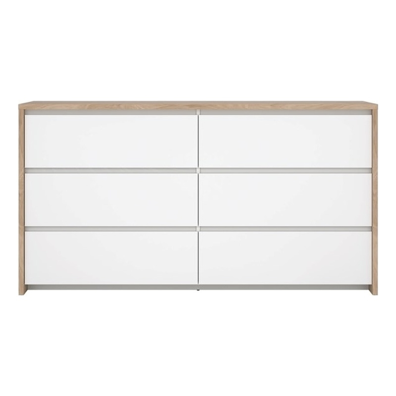 Tvilum Next Jackson Hickory/White High Gloss  6 Drawer Double Dresser
