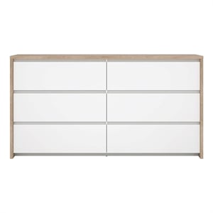 Tvilum Next Jackson Hickory/White High Gloss  6 Drawer Double Dresser