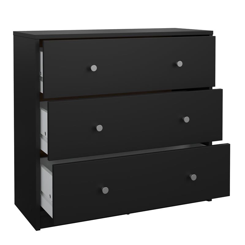 Tvilum Portland Black 3-Piece Bedroom Set - Nightstand And Chest Set Of 2